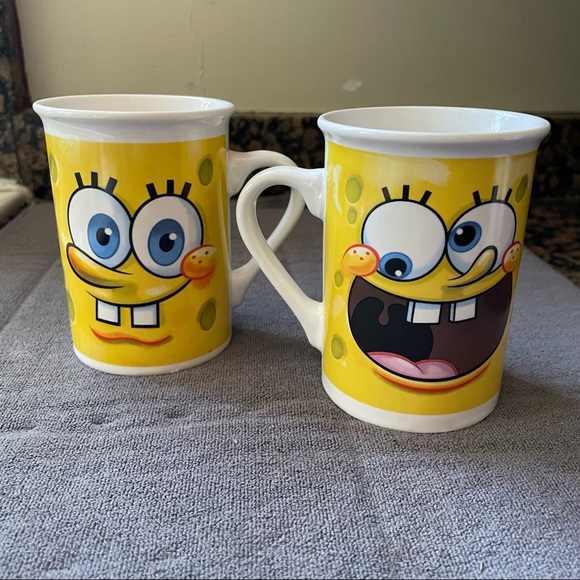 SPONGEBOB SQUAREPANTS VIACOM COFFEE MUG NICKELODEON (set of 2) - Picture 4 of 13